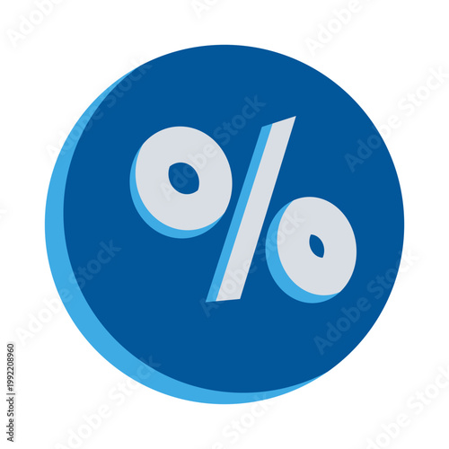 Blue 3D Circular Coin Style Percentage Icon for Cashback and Loyalty Rewards