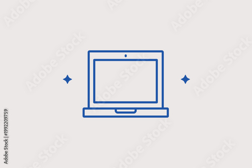 Open laptop computer for portable work and digital technology. Technical Vector Illustration for remote work guides and computer hardware retailers.