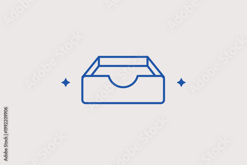 Empty inbox tray for document organization and incoming task management. Administrative Vector Illustration for workflow efficiency guides and mail sorting systems.