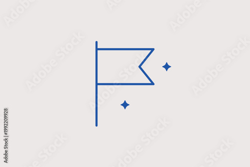 Simple rectangular flag on a pole for signaling or identifying specific points. Minimalist Vector Illustration for country identification and sporting event start lines.