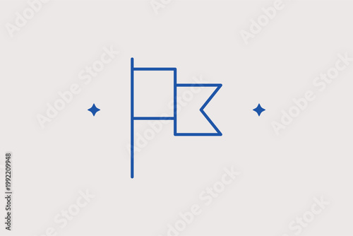 Rectangular flag with two points representing marking important locations or goals. Symbolic Vector Illustration for project milestones and geographical territory marking.
