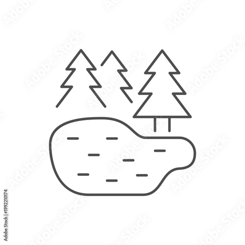Forest lake line outline icon