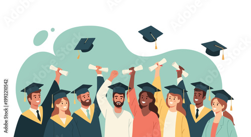 Diverse Group of Graduates Celebrating Academic Achievement and Success.