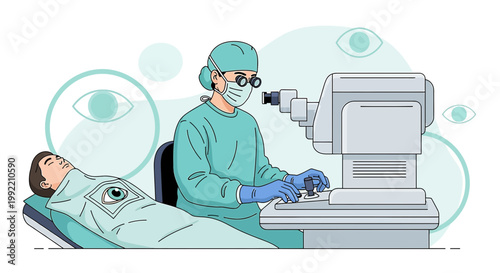 Ophthalmologist Performing Eye Surgery with Advanced Medical Equipment