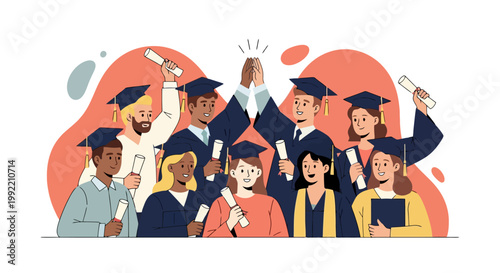 Diverse Group of Graduates Celebrating Academic Achievement and Success.