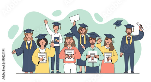 Diverse Group of Graduates Celebrating Academic Achievement and Success.