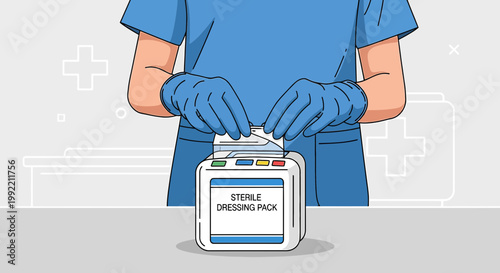 Nurse Opens Sterile Dressing Pack for Wound Care in Medical Setting