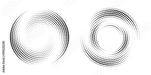 Halftone dots Modern abstract circular background. Round element for logo design. Vector dotted frame.