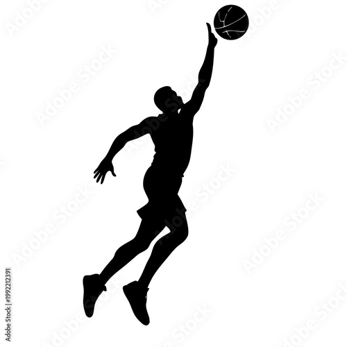 Silhouette Of A Basketball Player Dunking Dramatically Transparent Background
