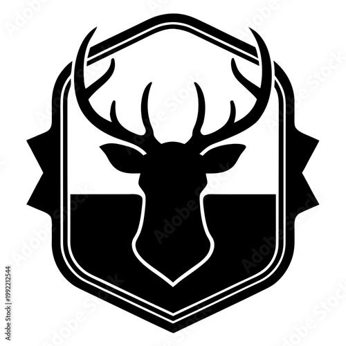 Silhouette Of A Deer Head With Large Antlers Inside A Circle Transparent Background