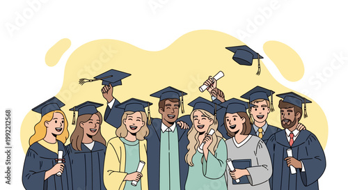 Diverse Group of Graduates Celebrating Academic Achievements Together.