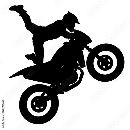 Silhouette Of A Motorbike Doing A Wheelie In Mid Air Transparent Background
