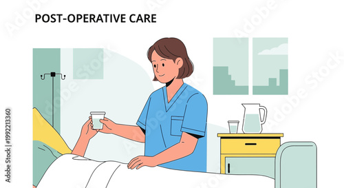 Nurse Provides Post-Operative Care to Patient in Hospital Room