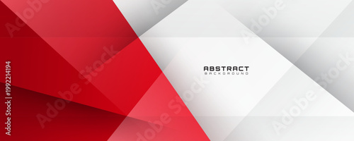 3D red white abstract background overlap layer on bright space with polygon effect decoration. Modern graphic design element cutout style concept for web banner, art, flyer, card, or brochure cover