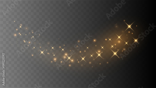Magic glitter swirl with shining star flares and glowing dust particles in elegant flowing composition	
