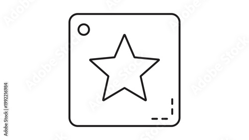 Canvastavla Minimalist Square Stencil with Star Cutout Vector Icon Illustration, Featuring an Editable Stroke for Customizable Line Weight, Isolated on White Background for Graphic Design and Web Projects