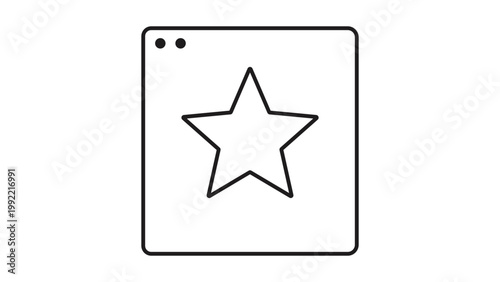 Cuadro en lienzo Minimalist Black Line Vector Icon of a Browser Window with a Star Symbol, Featuring an Editable Stroke for Customization, Ideal for UI Design, Web Bookmarks, and Favorite Content Illustration