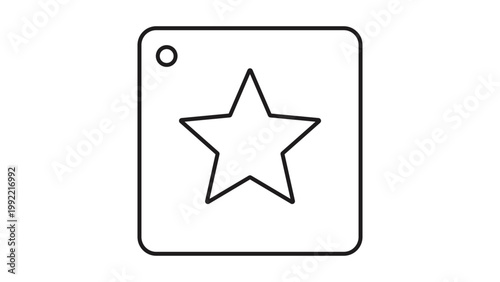 Obraz na plátne Minimalist Black Line Vector Icon of a Square Stencil with a Star Cutout and Hanging Hole, Featuring an Editable Stroke for Customizable Line Weight, Isolated on White for Craft and Design