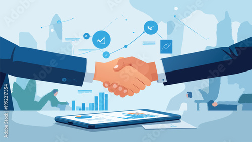 Business partners shaking hands confirming successful agreement