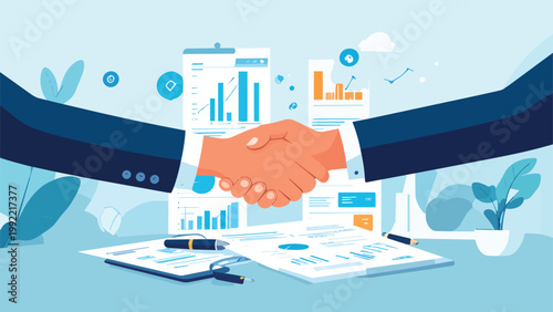 Business people shaking hands sealing successful agreement