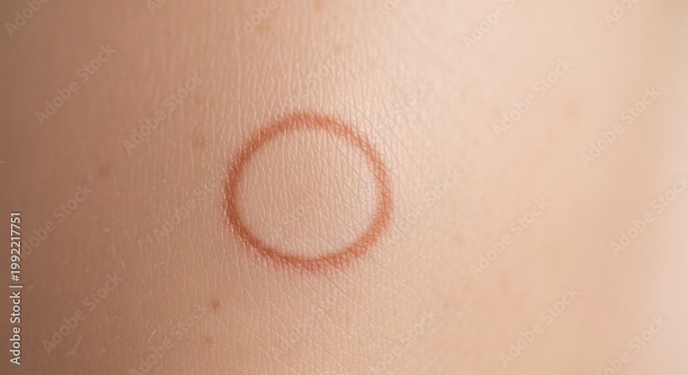Fototapeta premium A close-up view of a circular red mark on human skin
