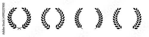 Laurel wreath branches icon set