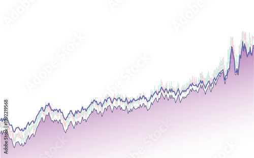 Abstract financial growth chart showing upward market trends with purple gradient area fill