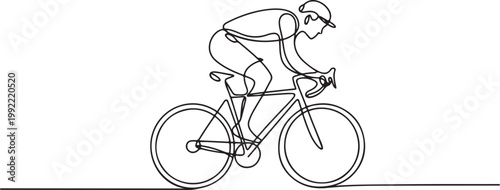 Continuous one line drawing of a cyclist riding a bicycle.one line drawing vector illustration