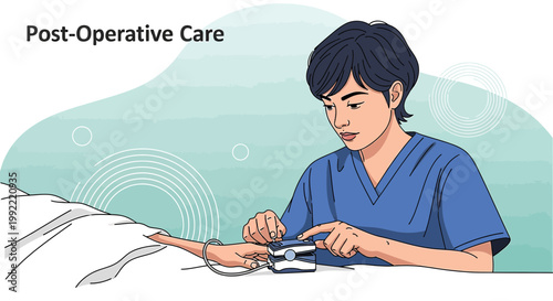 Nurse Attends Patient Receiving Post-Operative Care with Medical Equipment
