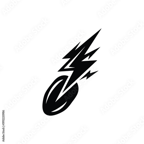 A stylized illustration of a lightning bolt striking a circle