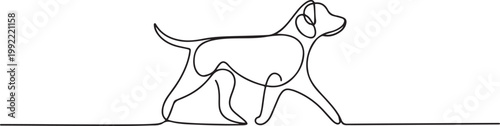 continuous one line drawing of walking dog in minimalistic style.one line drawing vector illustration