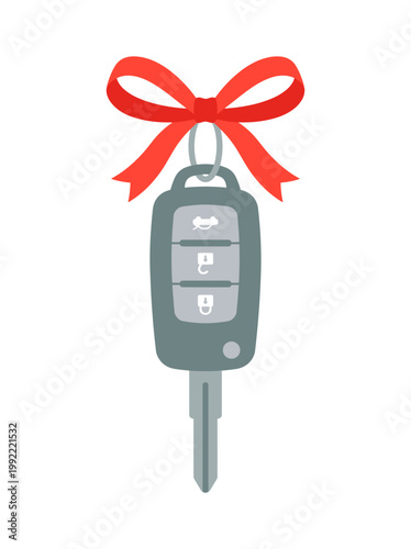 A car key tied with a red ribbon, a symbol of a present. The image conveys a sense of anticipation and excitement. A perfect gift idea