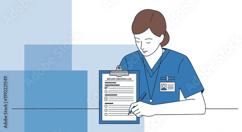 Nurse Checking Patient List on Clipboard in Operating Room