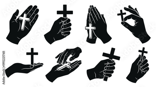 Multiple hands delicately holding and interacting with cross objects, each telling a unique tale of faith and spirituality. The cross is a symbol of faith