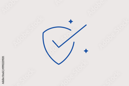 Protective shield with a checkmark indicating verified security and safety. Secure Vector Illustration for antivirus software status and data privacy guarantees.