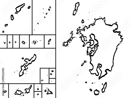九州・沖縄地図 筆タッチ 和風 西日本 / A brushstroke map of Kyushu/Okinawa