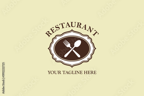 Elegant Restaurant Logo with Crossed Fork and Spoon