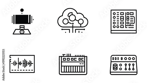 Innovative Technology Icons: An array of innovative tech icons representing cutting-edge advancements and modern digital concepts.