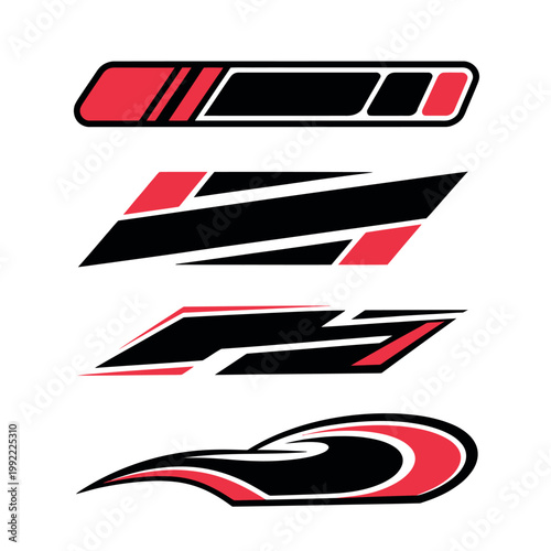 side car body vector stripes decal, vehicle vector decal stripes for the both parts, abstract racing stripe patterns with clean vector lines, versatile decal set for automotive customization and creat