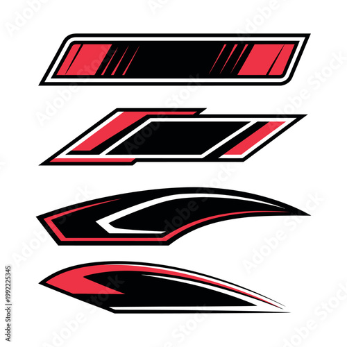 side car body vector stripes decal, vehicle vector decal stripes for the both parts, symmetrical racing line graphics for left and right sides, sleek automotive wrap design for cars trucks and motorsp