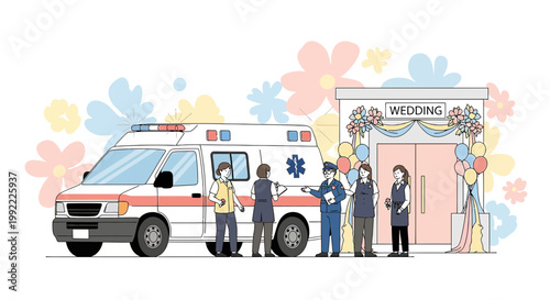 Wedding Day Emergency: Ambulance and Responders Arrive at Venue