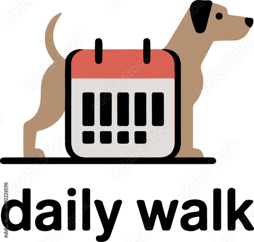 Dog and Calendar Icon with Daily Walk Text vector