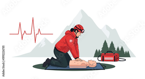 Wilderness Rescue: CPR Training in Mountainous Terrain with Medical Bag