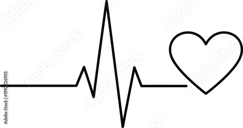 Heartbeat pulse line rhythm with medical heart silhouette