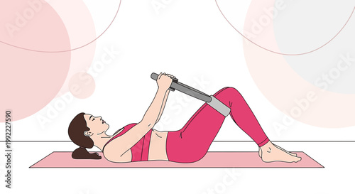 Woman doing Pilates with a ring on a mat, focused on fitness and core strength