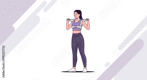 Woman Doing Shoulder Rehabilitation Exercise with Resistance Band