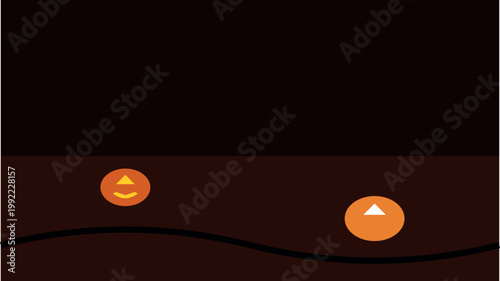 Two jack-o'-lanterns on a dark, wavy surface with a black background Vector
