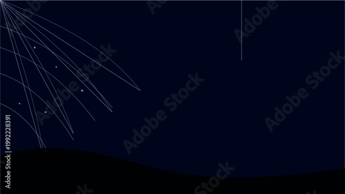 Meteor shower illuminating the night sky beautifully Vector