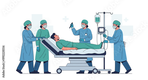 Surgical Team Performing Operation on Patient in Operating Room