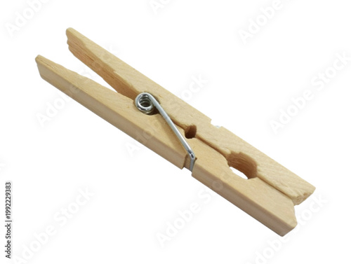 wooden paperclip on a transparent background